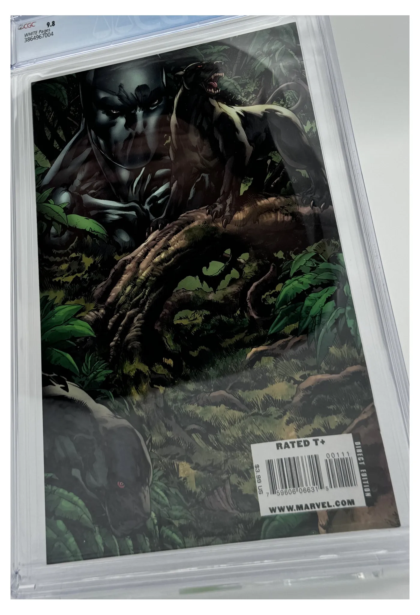 Back of the graded slab, Black Panther, Vol. 5 1B, CGC 9.8 Near Mint/Mint, certification 3864967004