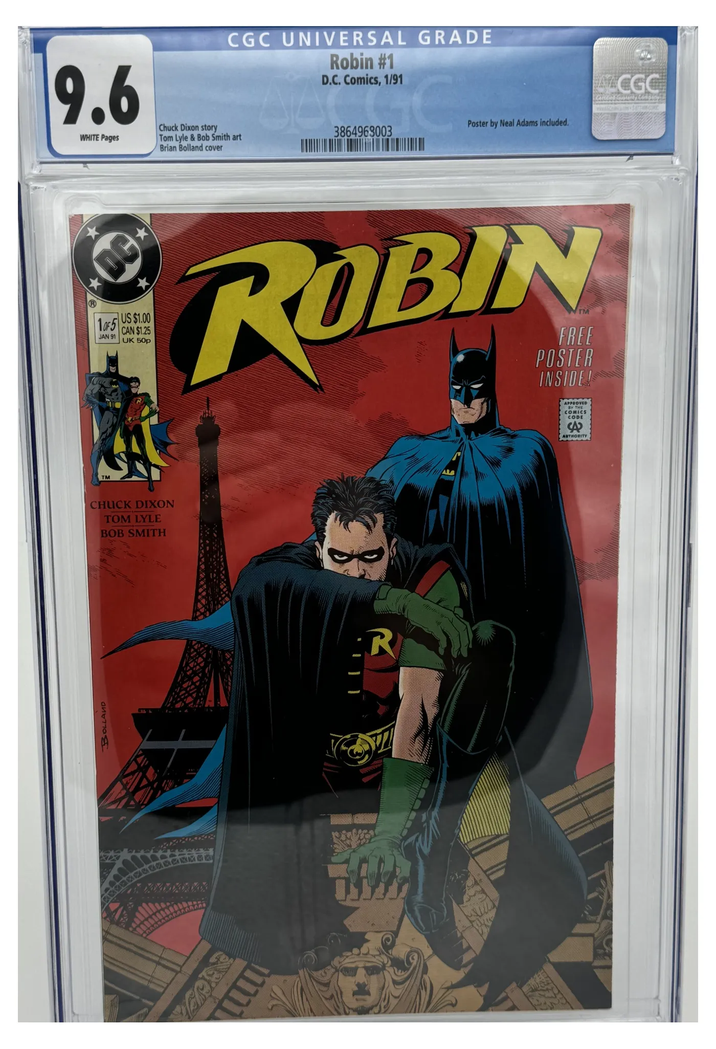Front of the graded slab, Robin, Vol. 1 1A, CGC 9.6 Near Mint +, certification 3864968003