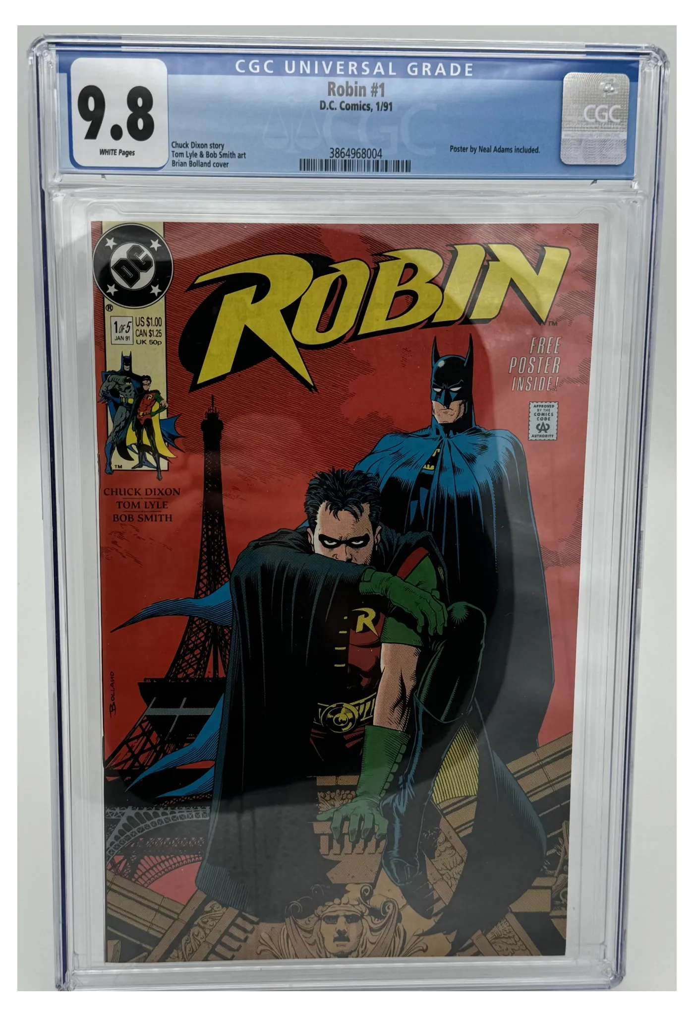 Front of the graded slab, Robin, Vol. 1 1A, CGC 9.8 Near Mint/Mint, certification 3864968004