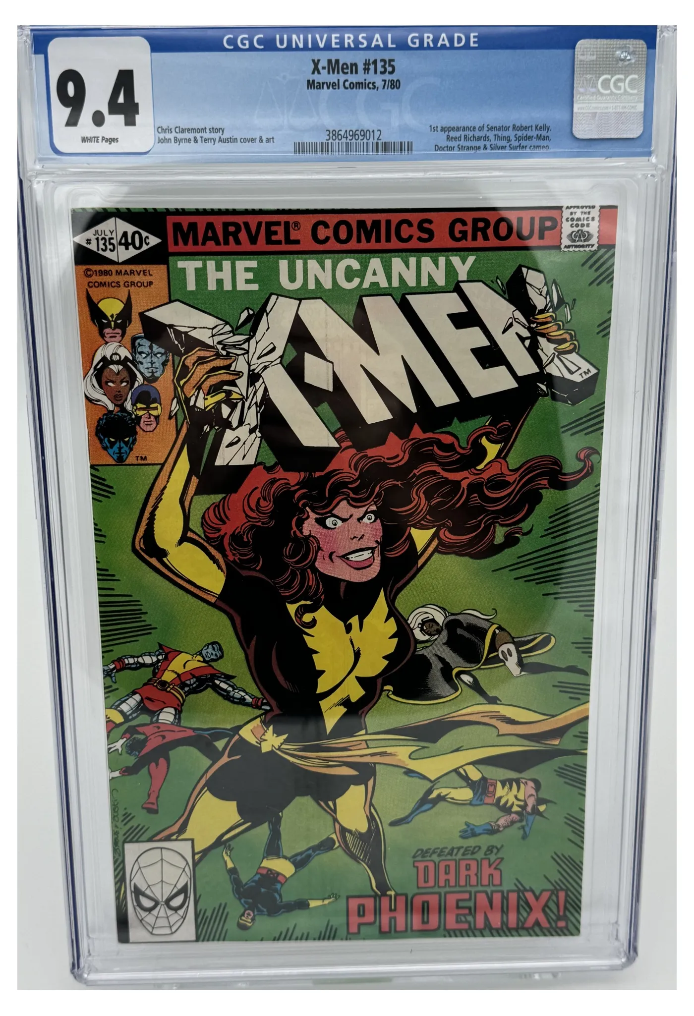 Front of the graded slab, Uncanny X-Men, Vol. 1 135B, CGC 9.4 Near Mint, certification 3864969012