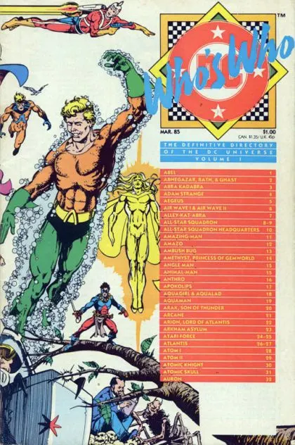 Who's Who: The Definitive Directory of the DC Universe #1 Direct Edition comic book cover, 1985