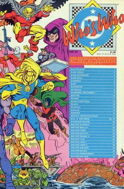 Who's Who: The Definitive Directory of the DC Universe #6 Direct Edition comic book cover, 1985