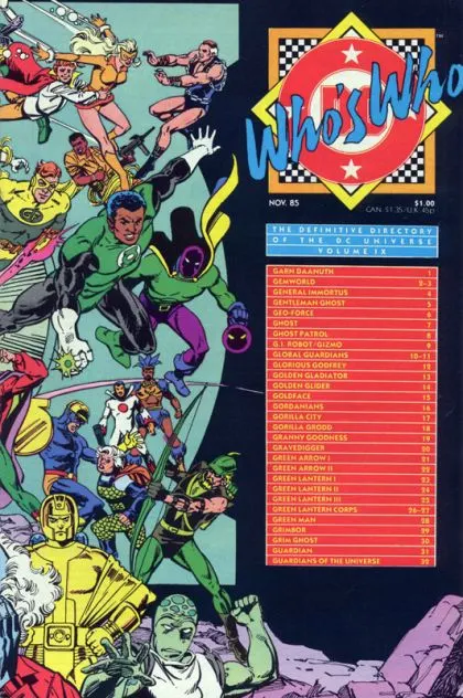 Who's Who: The Definitive Directory of the DC Universe #9 Direct Edition comic book cover, 1985
