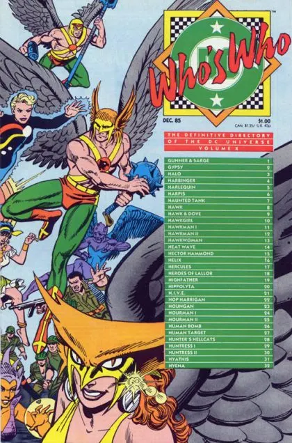 Who's Who: The Definitive Directory of the DC Universe #10 Direct Edition comic book cover, 1985