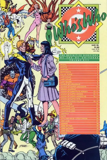 Who's Who: The Definitive Directory of the DC Universe #13 Direct Edition comic book cover, 1986