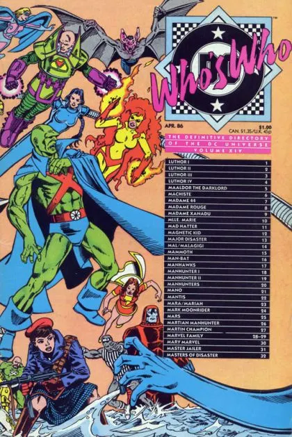 Who's Who: The Definitive Directory of the DC Universe #14 Direct Edition comic book cover, 1986
