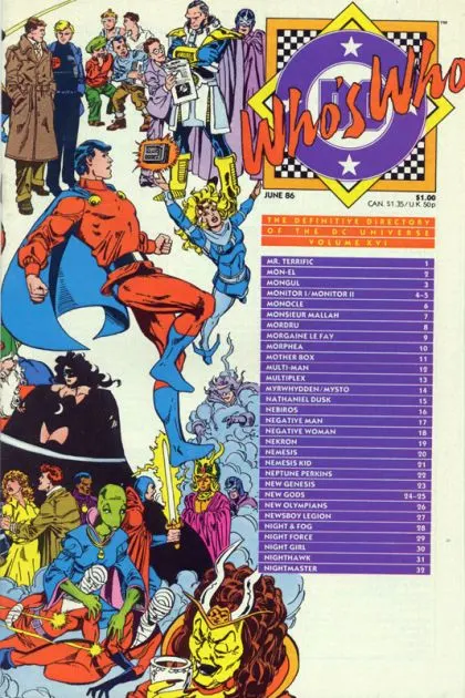 Who's Who: The Definitive Directory of the DC Universe #16 Direct Edition comic book cover, 1986