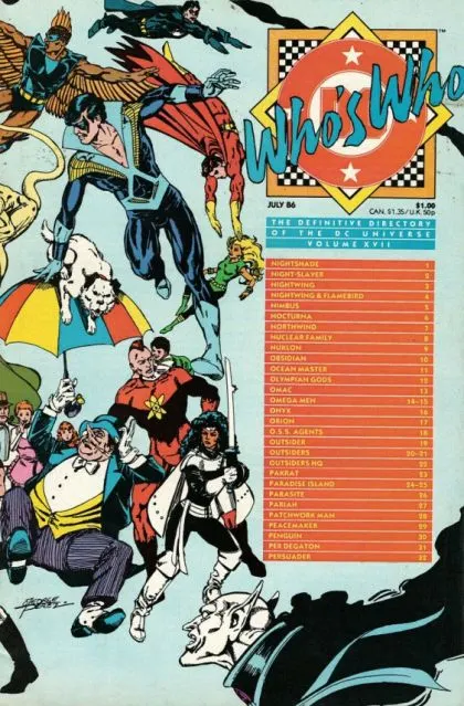 Who's Who: The Definitive Directory of the DC Universe #17 Direct Edition comic book cover, 1986