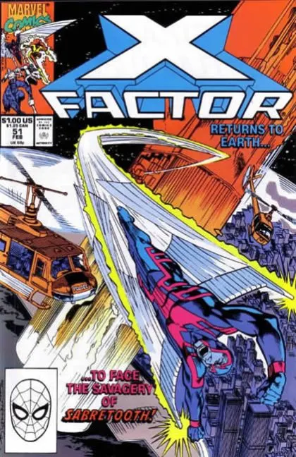X-Factor, Vol. 1 #51 Direct Edition comic book cover, 1990