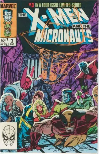 The X-Men and the Micronauts #3 Direct Edition comic book cover, 1984