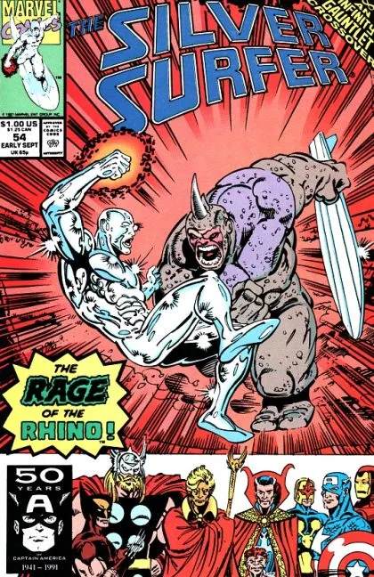 Silver Surfer, Vol. 3 #54 Direct Edition comic book cover, 1991