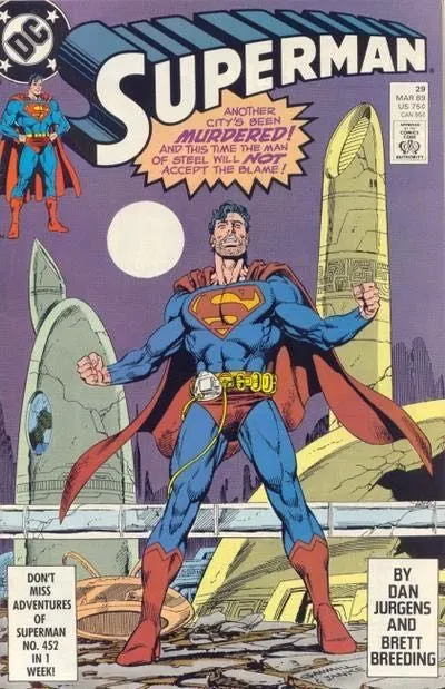 Superman, Vol. 2 #29 Direct Edition comic book cover, 1989