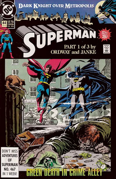 Superman, Vol. 2 #44 Direct Edition comic book cover, 1990