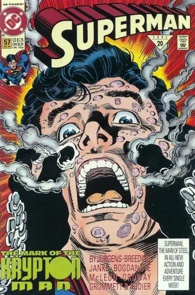 Superman, Vol. 2 #57 Direct Edition comic book cover, 1991