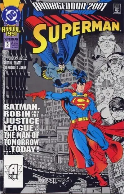 Superman, Vol. 2 Annual #3 Direct Edition comic book cover, 1991