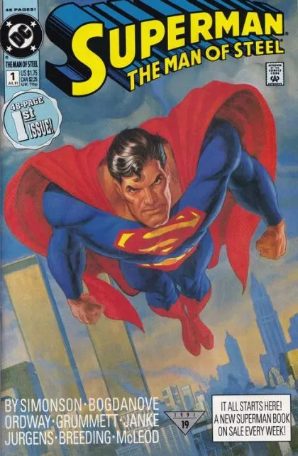 Superman: The Man of Steel #1 Direct Edition comic book cover, 1991