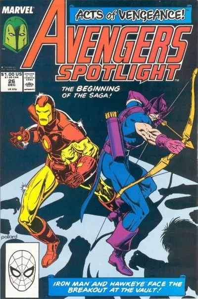 Avengers: Spotlight, Vol. 1 #26 Direct Edition comic book cover, 1989
