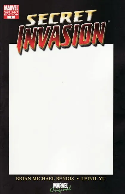 Secret Invasion, Vol. 1 #1 Blank Error Variant comic book cover, 2008