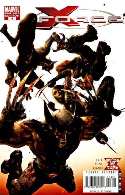 X-Force, Vol. 3 #4 Clayton Crain Bloody Variant comic book cover, 2008