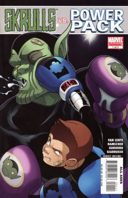 Skrulls vs. Power Pack #1 comic book cover, 2008