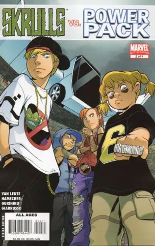 Skrulls vs. Power Pack #2 comic book cover, 2008
