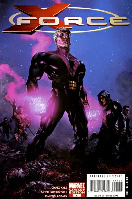 X-Force, Vol. 3 #6 Clayton Crain Bloody Variant comic book cover, 2008
