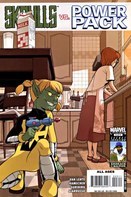 Skrulls vs. Power Pack #3 comic book cover, 2008