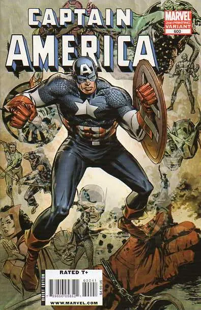 Captain America, Vol. 5 #600 2nd Printing Butch Guice comic book cover, 2009