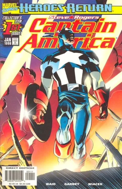 Captain America, Vol. 3 #1 Direct Edition comic book cover, 1998