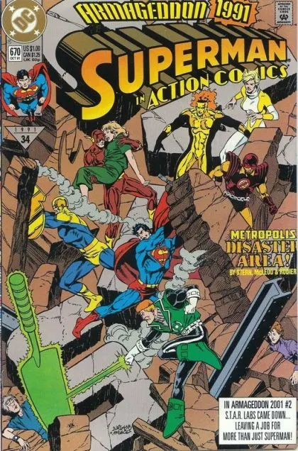 Action Comics, Vol. 1 #670 Direct Edition comic book cover, 1991