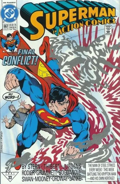 Action Comics, Vol. 1 #667 Direct Edition comic book cover, 1991
