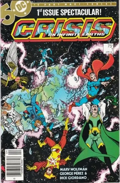 Crisis On Infinite Earths #1 Newsstand Edition comic book cover, 1985