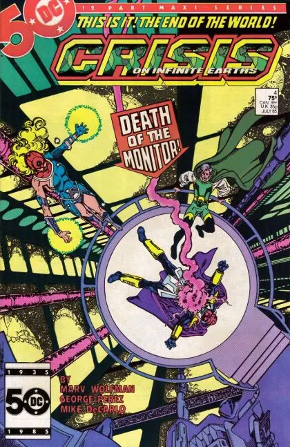 Crisis On Infinite Earths #4 Direct Edition comic book cover, 1985