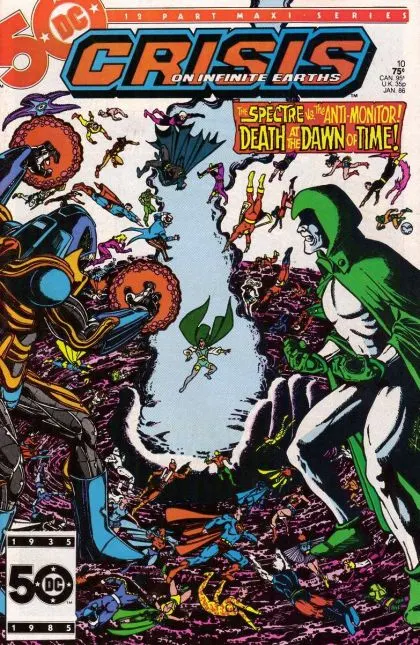 Crisis On Infinite Earths #10 Direct Edition comic book cover, 1986