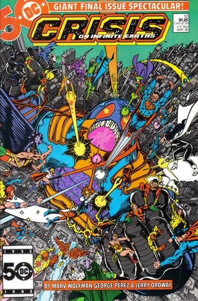 Crisis On Infinite Earths #12 Direct Edition comic book cover, 1986