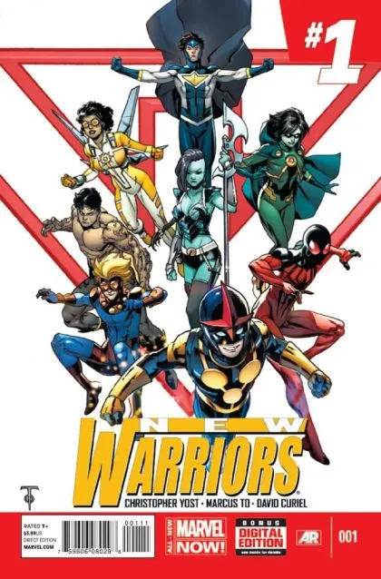 New Warriors, Vol. 5 #1 Marcus To Regular comic book cover, 2014
