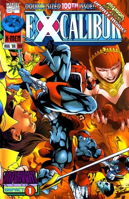 Excalibur, Vol. 1 #100 Direct Edition comic book cover, 1996