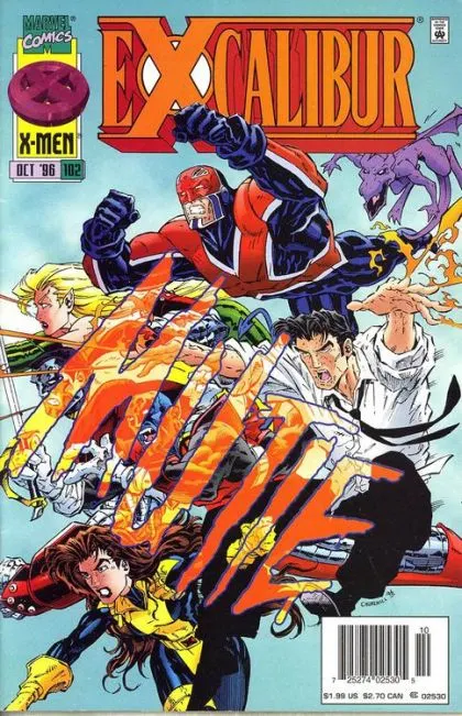Excalibur, Vol. 1 #102 Newsstand Edition comic book cover, 1996