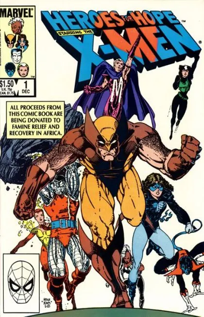 Heroes for Hope starring the X-Men #1 Direct Edition comic book cover, 1985
