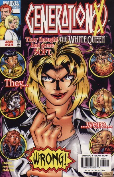 Generation X, Vol. 1 #34 Direct Edition comic book cover, 1998