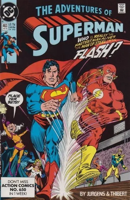 The Adventures of Superman #463 Direct Edition comic book cover, 1990