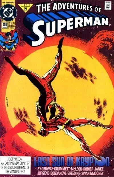 The Adventures of Superman #480 Direct Edition comic book cover, 1991