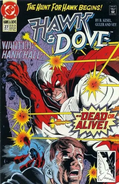 Hawk & Dove, Vol. 3 #27 Direct Edition comic book cover, 1991