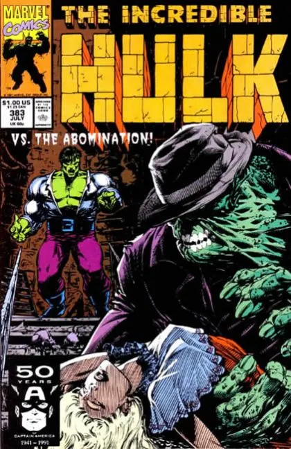 The Incredible Hulk, Vol. 1 #383 Direct Edition comic book cover, 1991