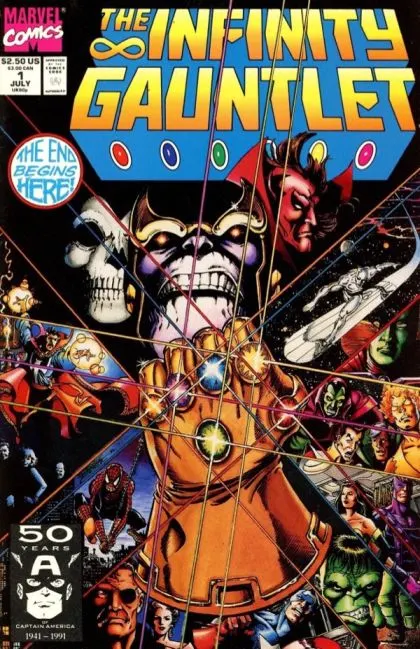 Infinity Gauntlet, Vol. 1 #1 Direct Edition comic book cover, 1991