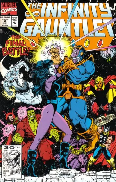 Infinity Gauntlet, Vol. 1 #6 Direct Edition comic book cover, 1991