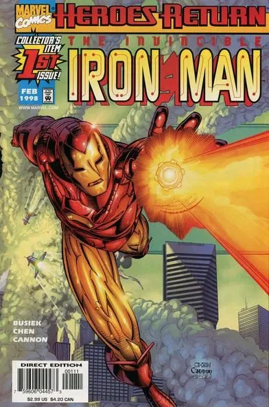 Iron Man, Vol. 3 #1 Direct Edition comic book cover, 1998