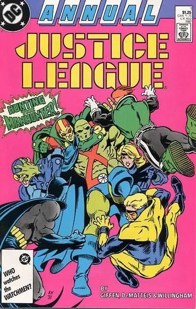 Justice League / International / America Annual #1 Direct Edition comic book cover, 1987