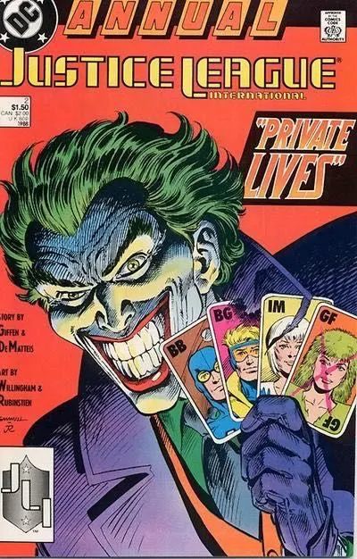 Justice League / International / America Annual #2 Direct Edition comic book cover, 1988