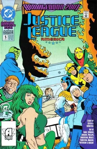Justice League / International / America Annual #5 Direct Edition comic book cover, 1991